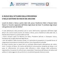 Comunicato Stampa: Il ruolo dell'attuario nella Previdenza - Roma 26 ottobre 2015
